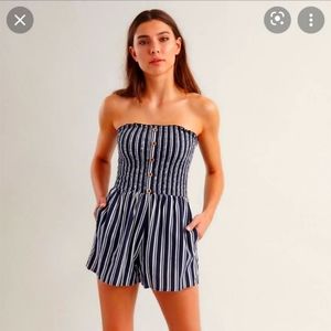 Garage striped button front romper